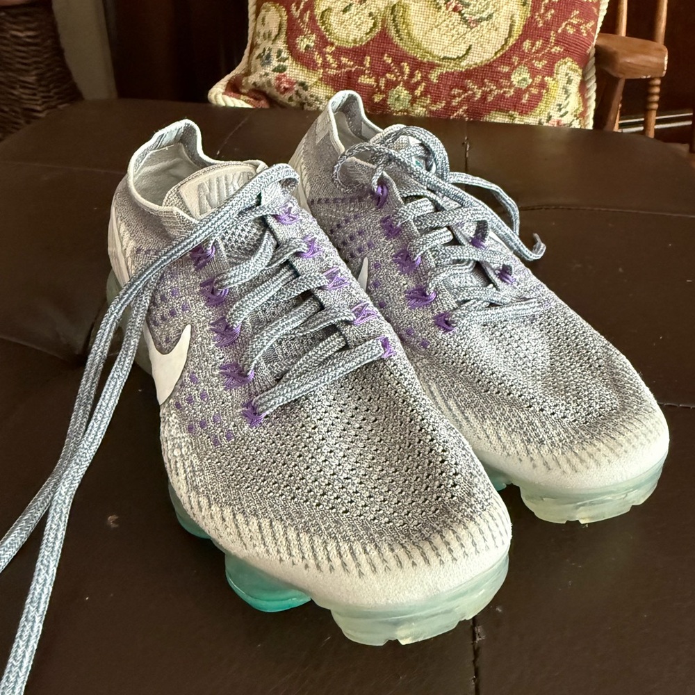 Nike Gray and Purple Knit Sneakers